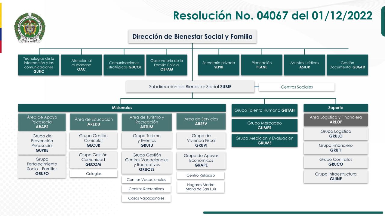 Organigrama Dirección de Bienestar Social y Familia