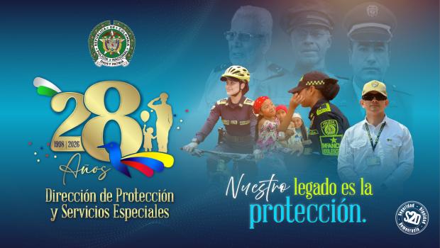 Policías de turismo, infancia y protección y encima de ellos personajes icónicos de la historia de la Policía Nacional.