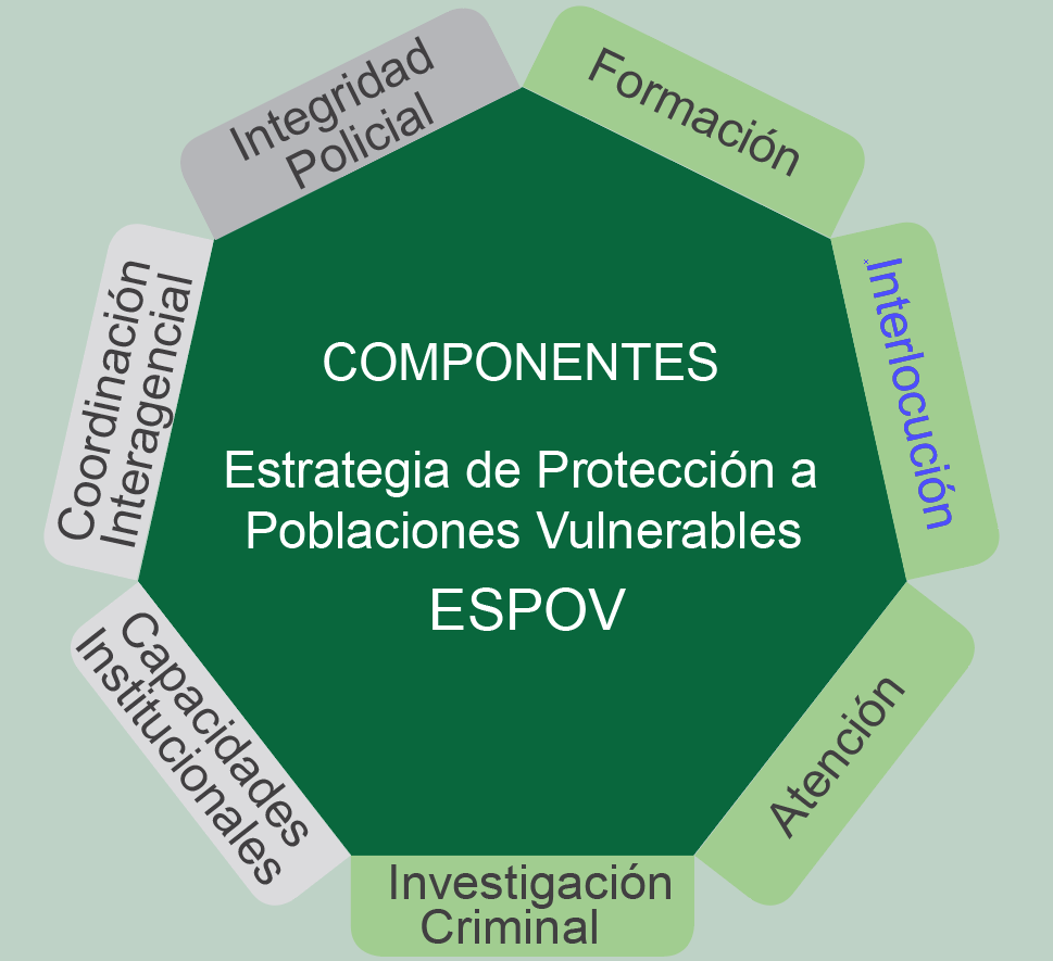 gráfica de los componentes de la estrategia de protección a poblaciones vulnerables