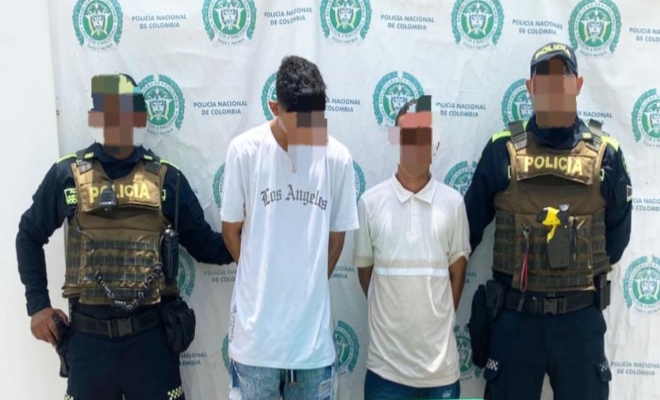 Dos uniformados y dos capturados por el delito de tráfico, fabricación o porte de estupefacientes