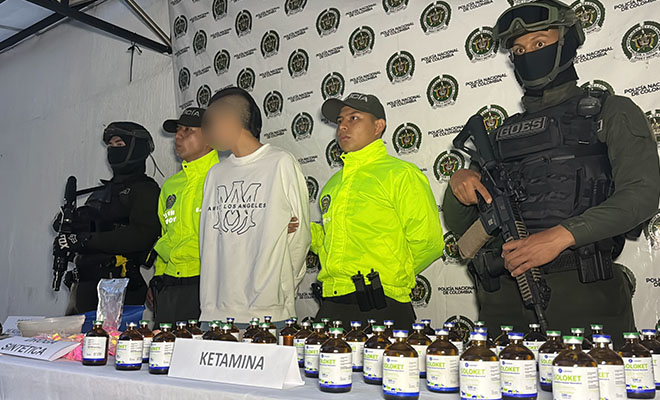 Junto al Gaula Militar se incautaron 56 frascos de ketamina y 1.700 dosis de pastillas sintéticas