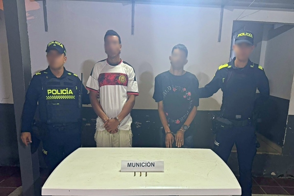 Capturados por porte ilegal de municiones en el sector céntrico de San Pelayo Acciones de control permitió la captura de dos personas