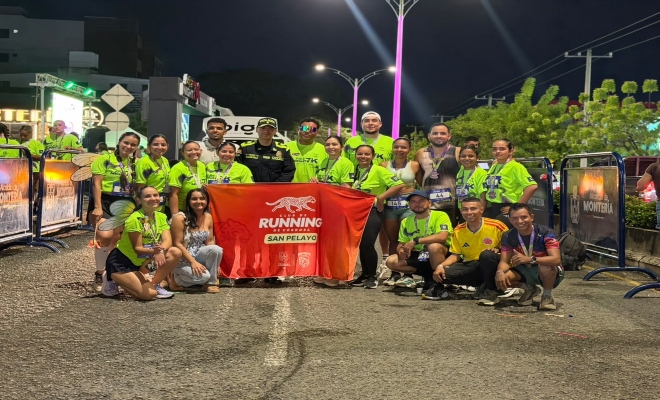 Policía Nacional garantizó el acompañamiento y la seguridad en la Carrera Nocturna Fenalco 7K en Montería