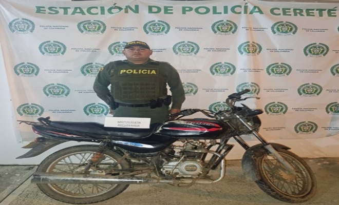 Plan de registro permitió hallar motocicleta hurtada en mayo del presente año en Montería. La Policía Metropolitana reporta 21 motos recuperadas en Cereté durante 2025, seis más que el año anterior.