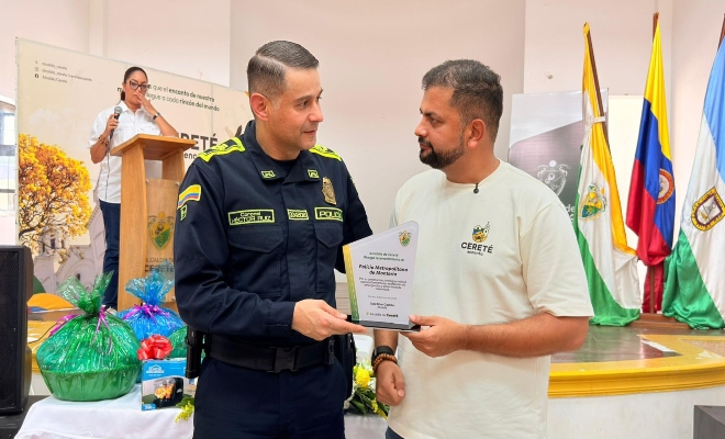 señor alcalde del municipio de cerete junto con el señor comandste de la policia metropolitana de monteria 