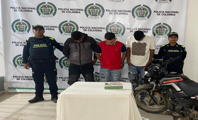 Tres capturados en flagrancia por hurto de motocicleta en Valledupar  los capturados fueron dejados a disposición de la Fiscalía URI en turno, por el delito de hurto
