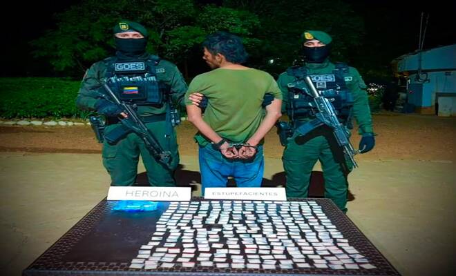 Capturado por tráfico de estupefacientes con incautación de heroína
