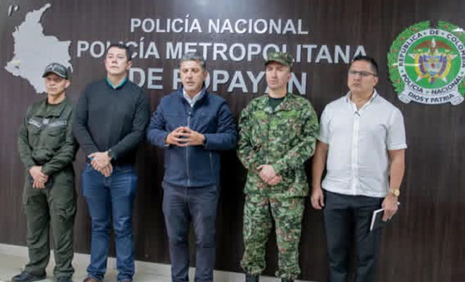 Desde la Policía Metropolitana de Popayán, junto al alcalde de Popayán, el secretario de gobierno y el ejercito nacional, se adelantó un consejo de seguridad.