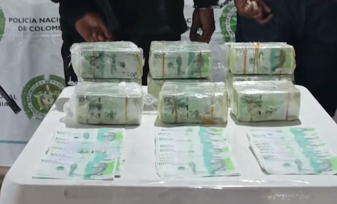 Billetes de 100 mil falsificados 