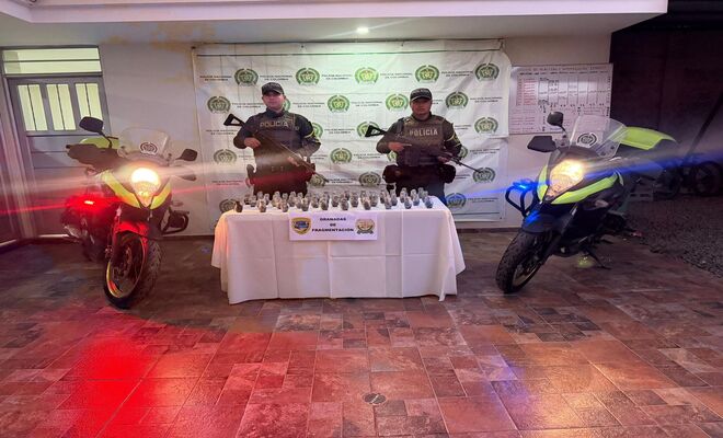 Policías incautan granadas de fragmentación en Ipiales