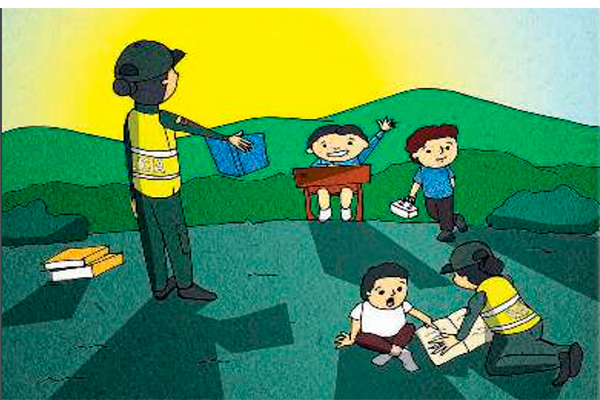 una escuelita sin techo que combate la ignorancia 