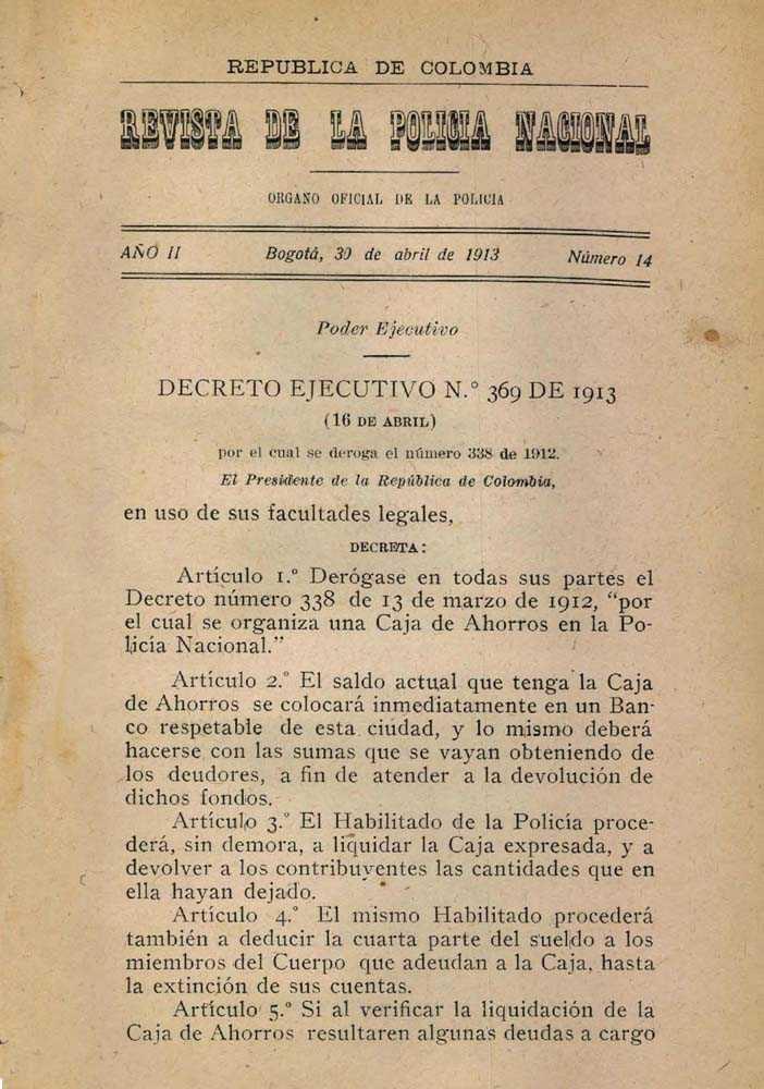 Portada de la Revista de la Polic&iacute;a