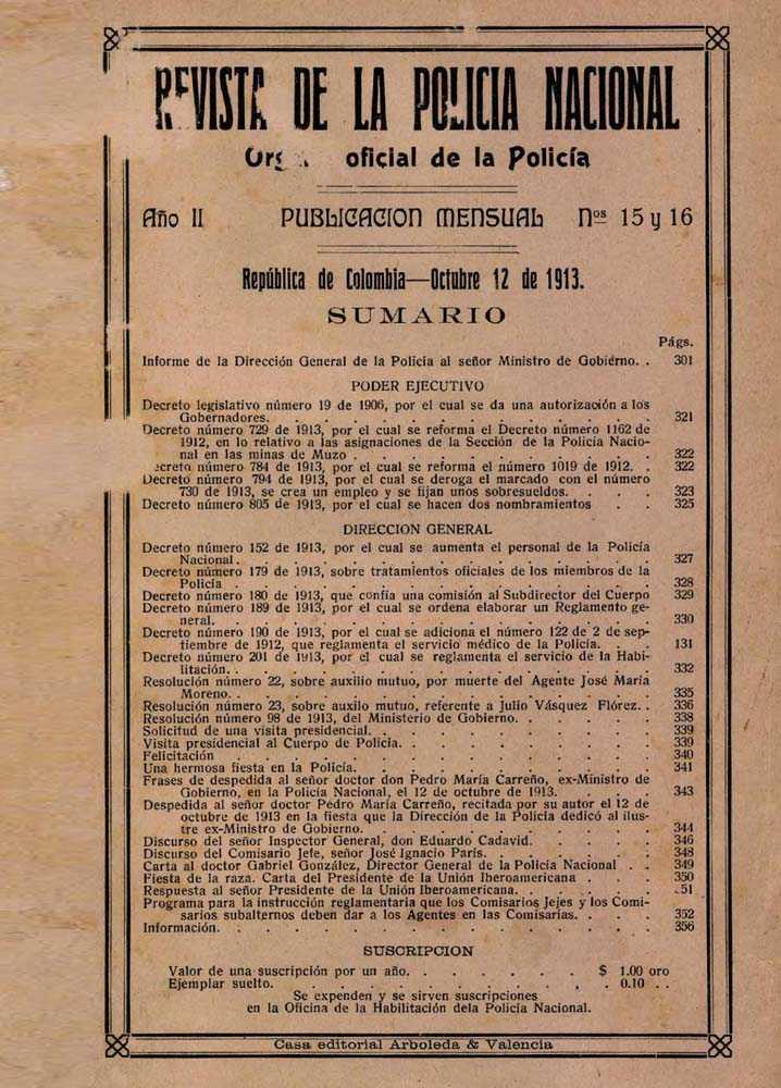 Portada de la Revista de la Polic&iacute;a