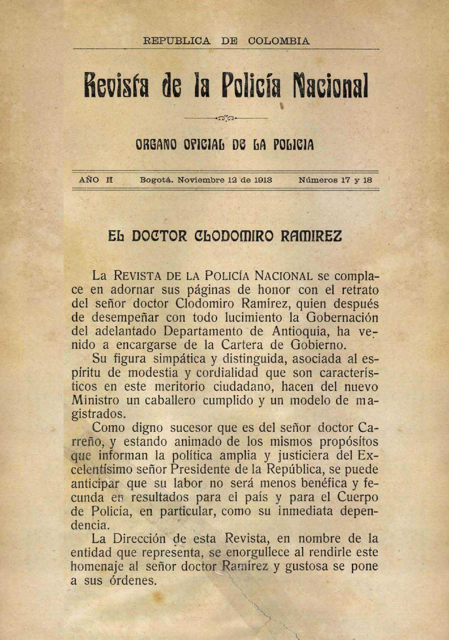 Portada de la Revista de la Polic&iacute;a