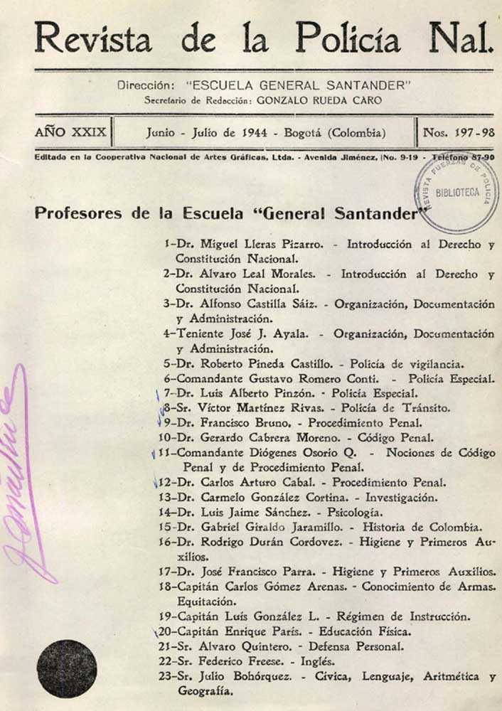 Portada de la Revista de la Polic&iacute;a