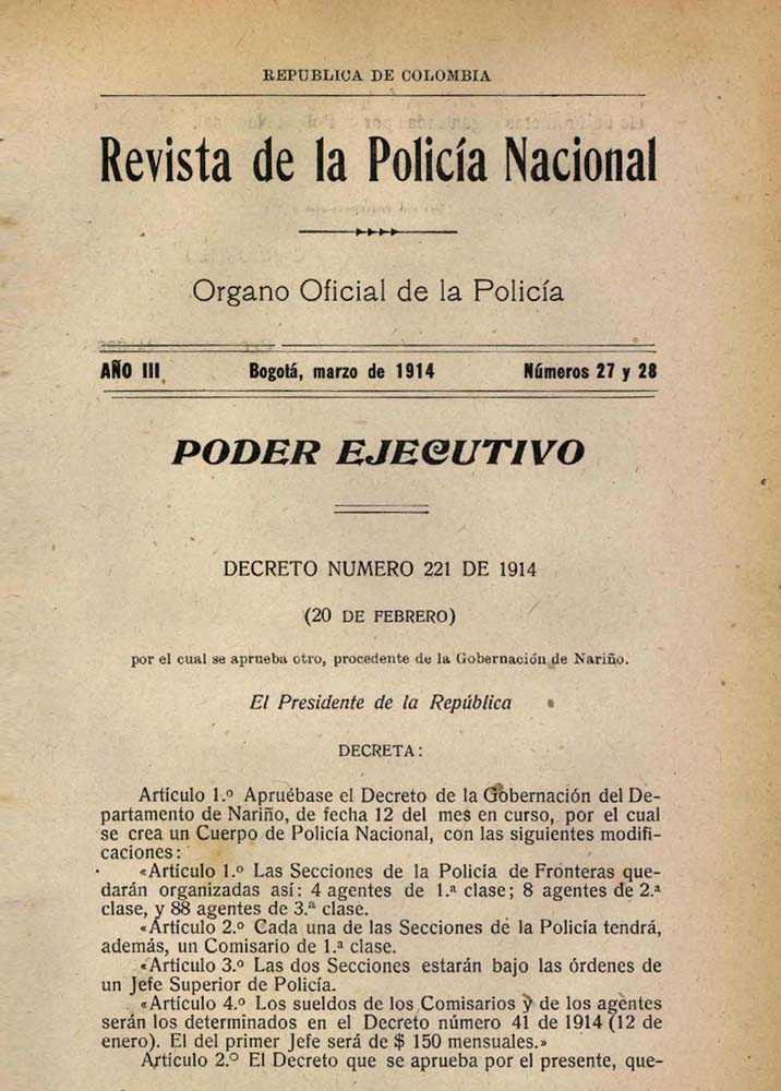 Portada de la Revista de la Polic&iacute;a