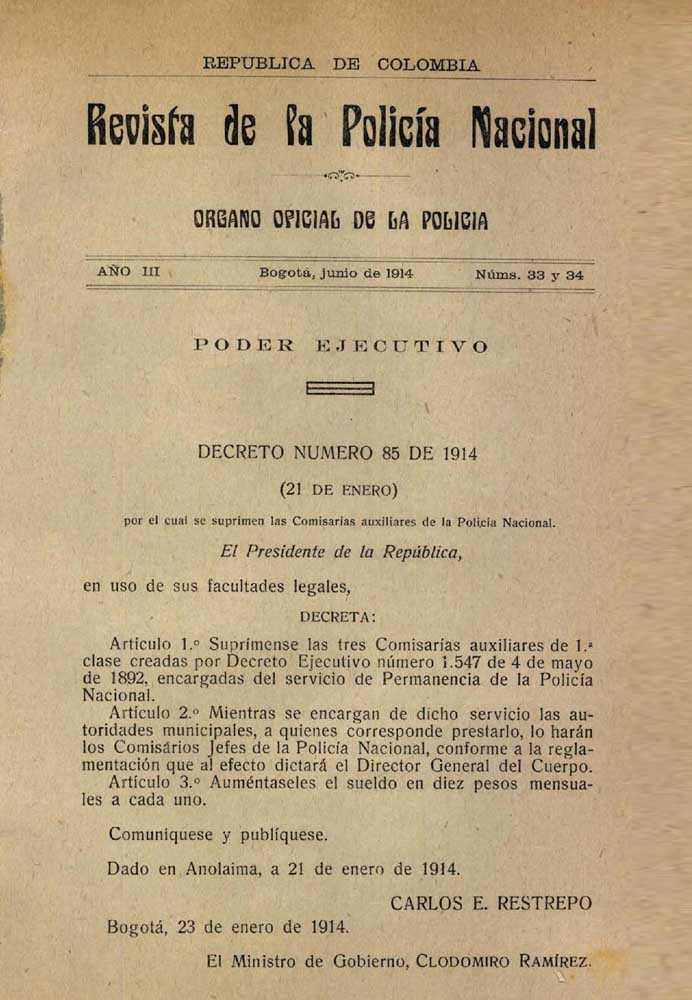 Portada de la Revista de la Polic&iacute;a