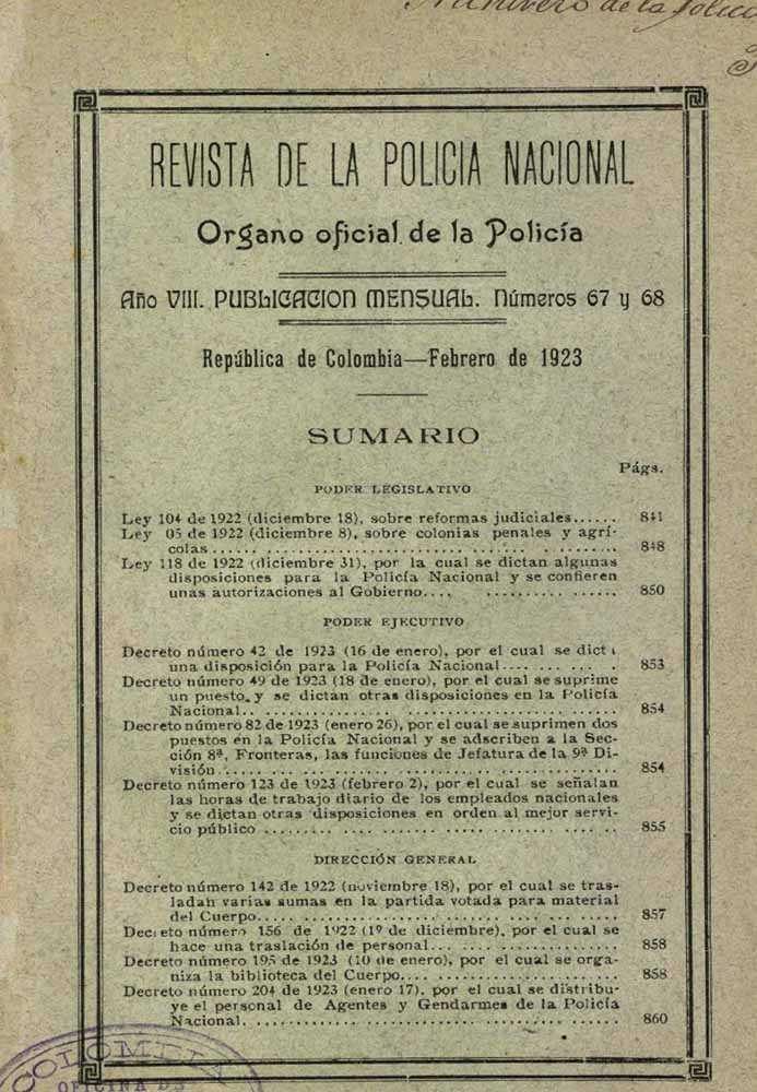Portada de la Revista de la Polic&iacute;a