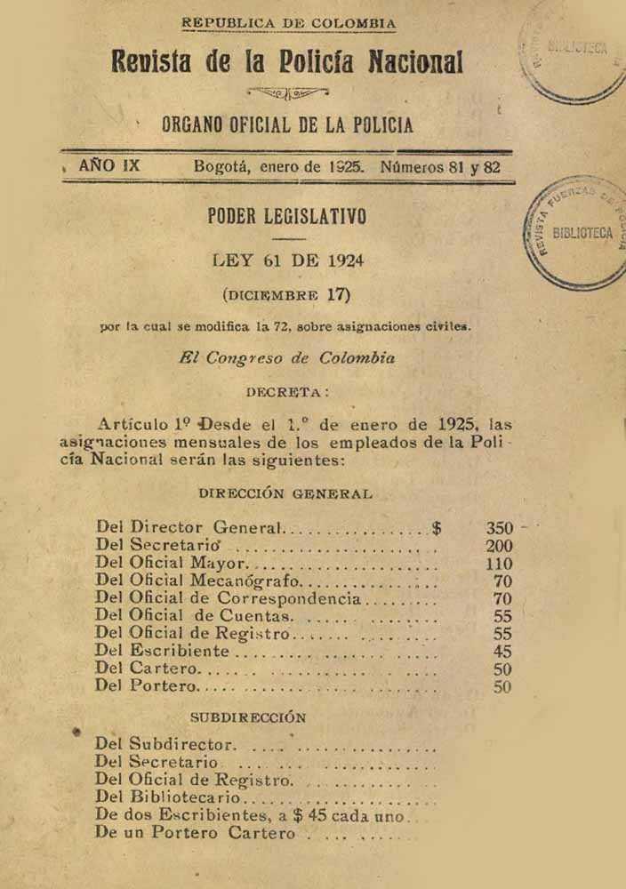 Portada de la Revista de la Polic&iacute;a