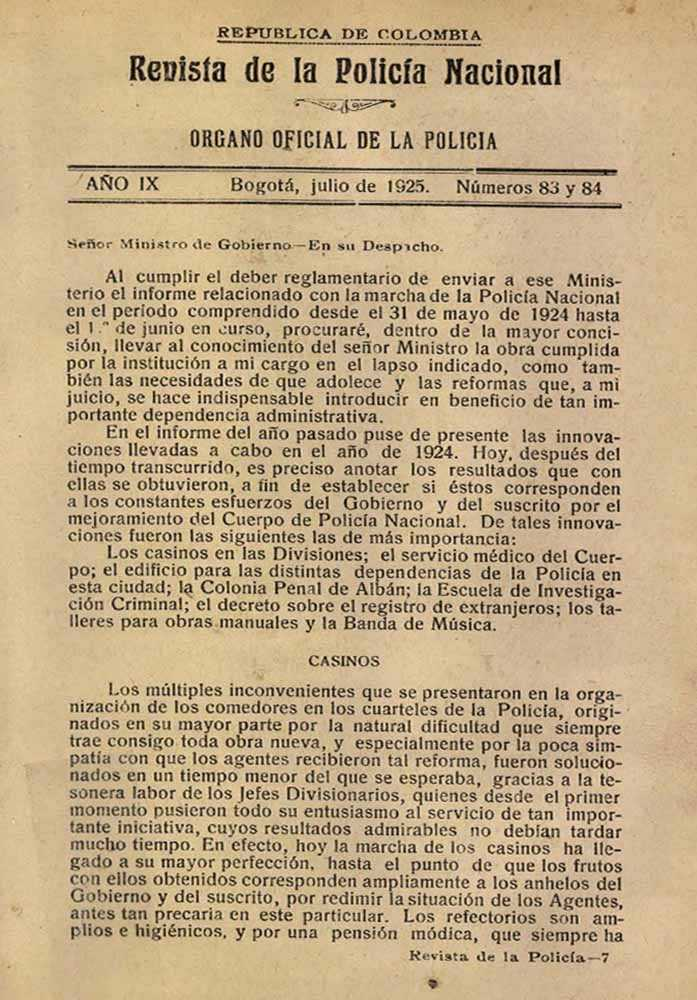 Portada de la Revista de la Polic&iacute;a