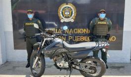 Recuperada en Pueblo Tapao una motocicleta que había sido hurtada La motocicleta fue hurtada en Cali